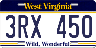 WV license plate 3RX450