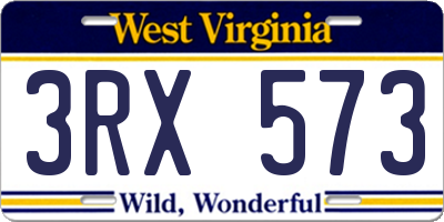 WV license plate 3RX573