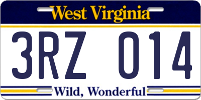 WV license plate 3RZ014