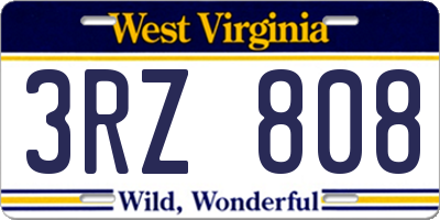 WV license plate 3RZ808