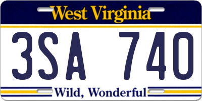 WV license plate 3SA740