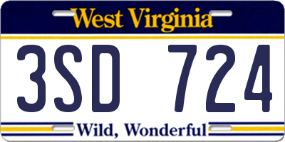 WV license plate 3SD724