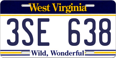WV license plate 3SE638