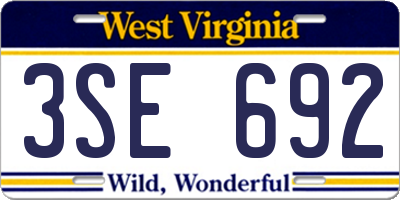 WV license plate 3SE692