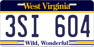 WV license plate 3SI604