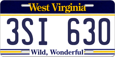 WV license plate 3SI630