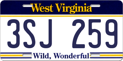 WV license plate 3SJ259