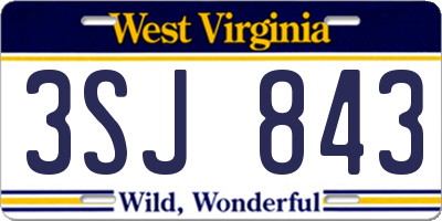 WV license plate 3SJ843
