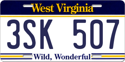 WV license plate 3SK507