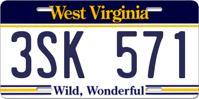 WV license plate 3SK571