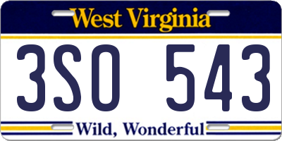 WV license plate 3SO543