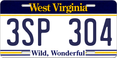 WV license plate 3SP304