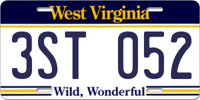 WV license plate 3ST052