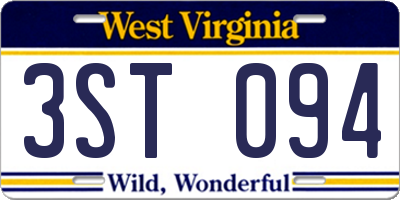 WV license plate 3ST094