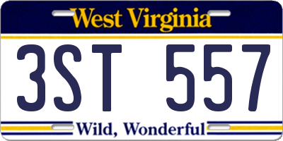 WV license plate 3ST557