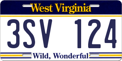 WV license plate 3SV124