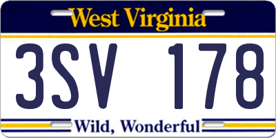 WV license plate 3SV178