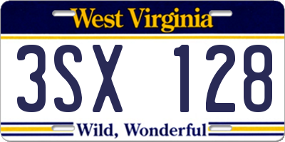 WV license plate 3SX128
