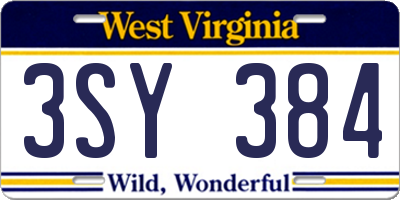 WV license plate 3SY384