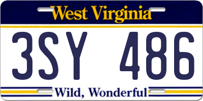 WV license plate 3SY486