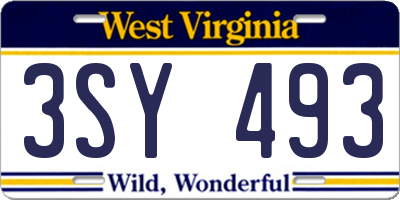 WV license plate 3SY493