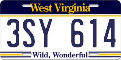 WV license plate 3SY614