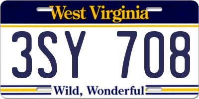 WV license plate 3SY708