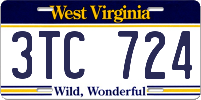 WV license plate 3TC724
