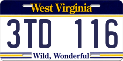 WV license plate 3TD116