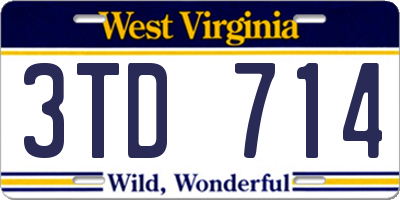 WV license plate 3TD714