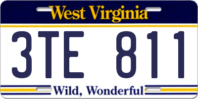 WV license plate 3TE811