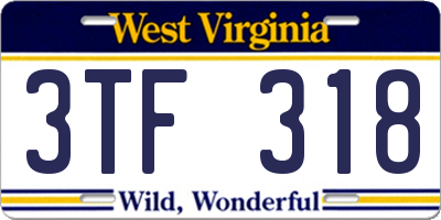 WV license plate 3TF318