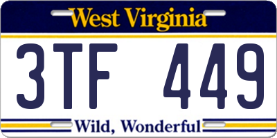 WV license plate 3TF449