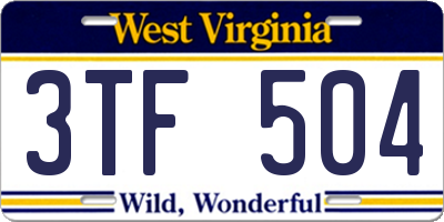 WV license plate 3TF504