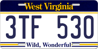 WV license plate 3TF530