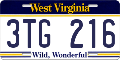 WV license plate 3TG216