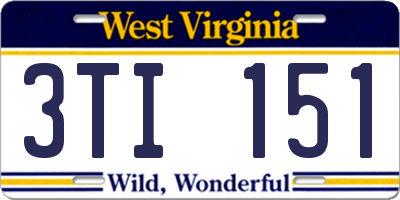 WV license plate 3TI151