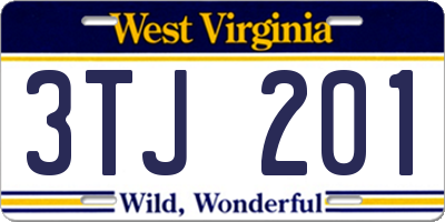WV license plate 3TJ201