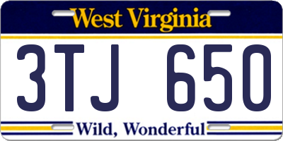 WV license plate 3TJ650