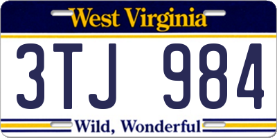 WV license plate 3TJ984