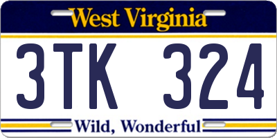 WV license plate 3TK324
