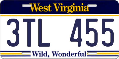WV license plate 3TL455