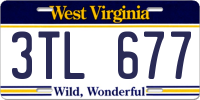 WV license plate 3TL677