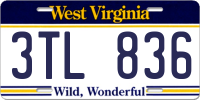 WV license plate 3TL836