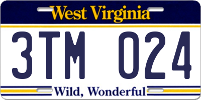 WV license plate 3TM024