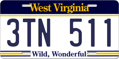 WV license plate 3TN511