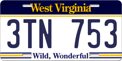 WV license plate 3TN753