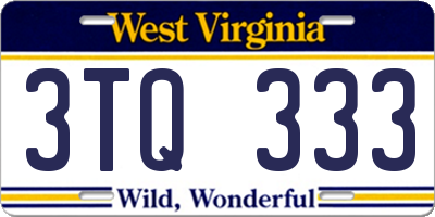 WV license plate 3TQ333