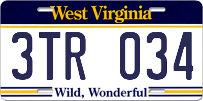 WV license plate 3TR034