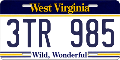 WV license plate 3TR985